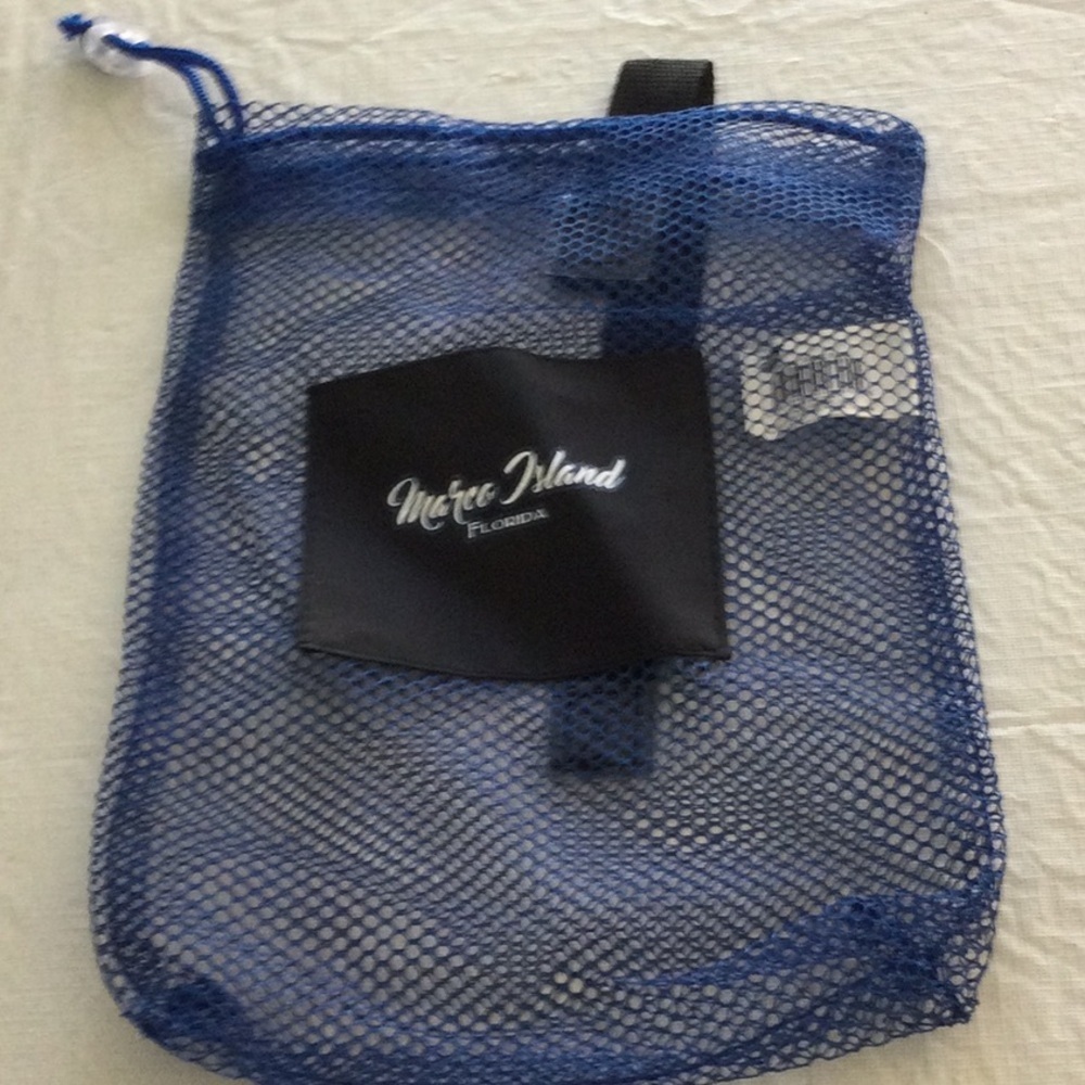 Blue Mesh Bag a drawstring closure